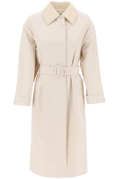 trench coat with removable leather collar