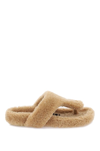 Shearling thong sandals