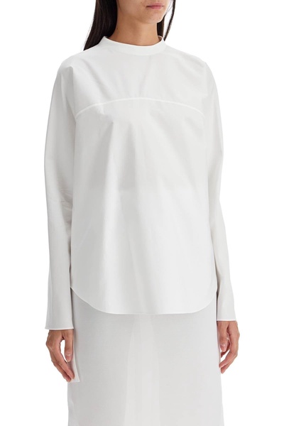 asymmetric poplin top with