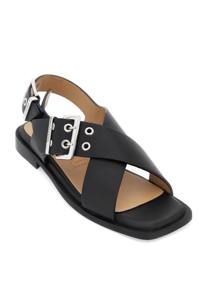 crossover-strap bucked sandals