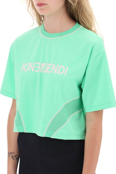 lycra cropped t-shirt with logo