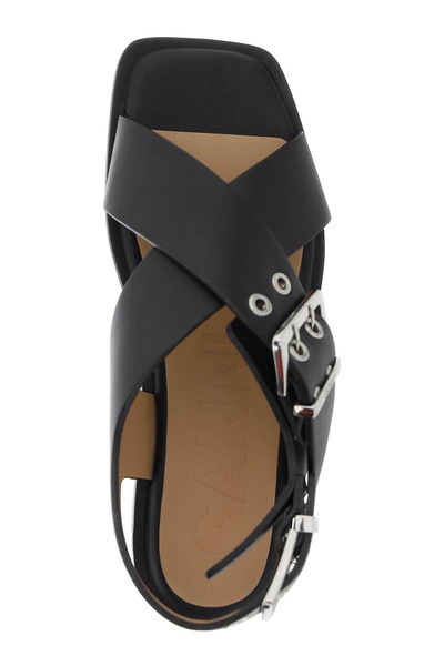 crossover-strap bucked sandals