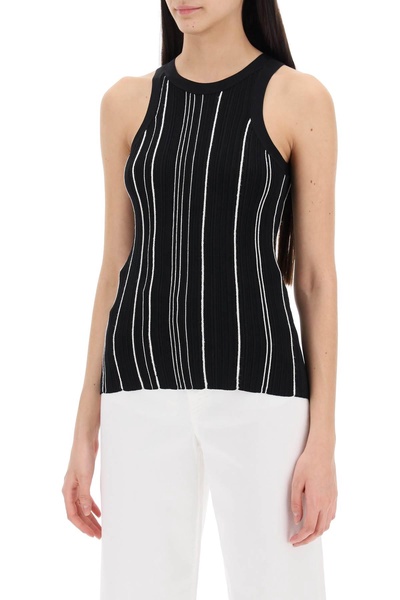 ribbed knit tank top with spaghetti