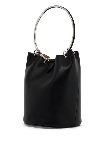 leather ring bucket bag with lar design