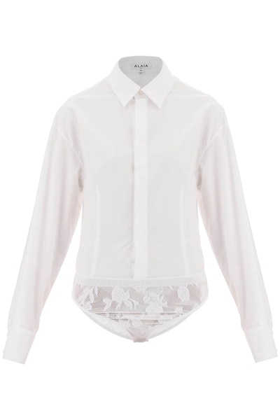 shirt bodysuit in poplin