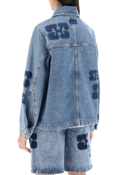 Ganni Denim Jacket With Patch Detail