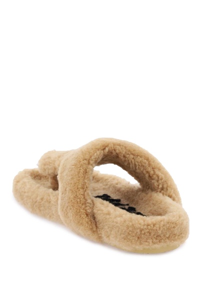 Shearling thong sandals