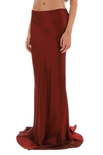 'madeleen' satin maxi skirt with train