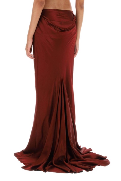 'madeleen' satin maxi skirt with train