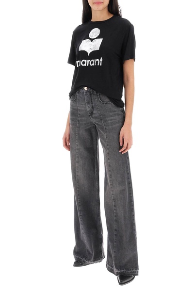 Isabel marant etoile zewel t-shirt with metallic logo print