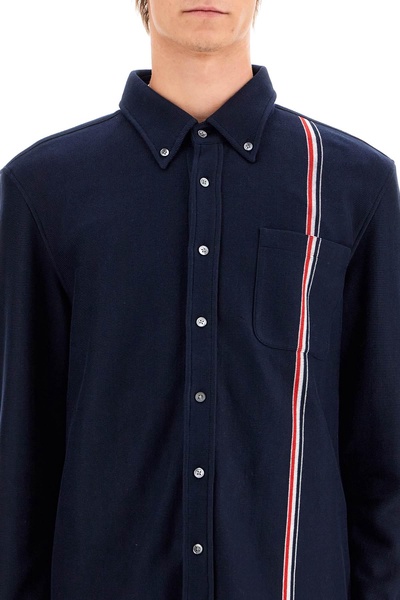 "button-down overshirt in knit with tricolor