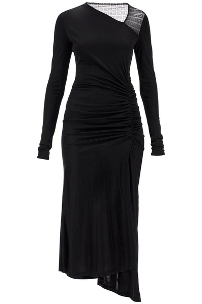 "4g draped dress in jersey and lace