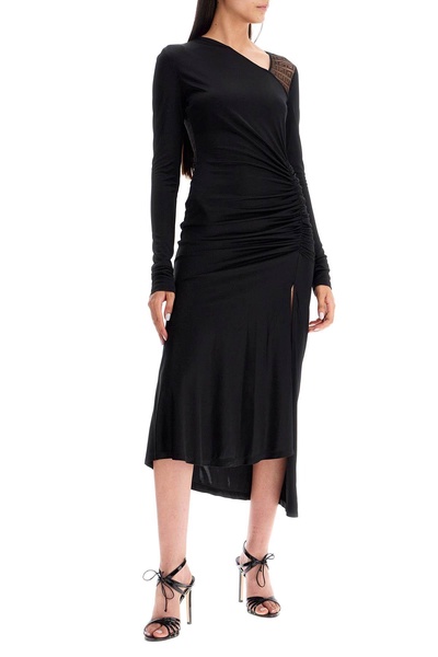 "4g draped dress in jersey and lace