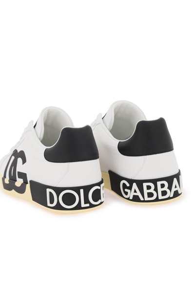 Dolce & Gabbana Leather Portofino Sneakers With Dg Logo