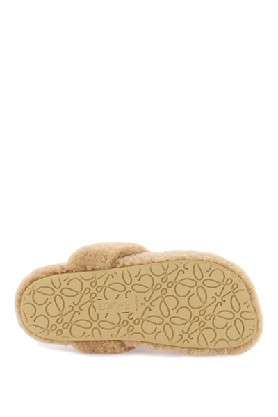 Shearling thong sandals