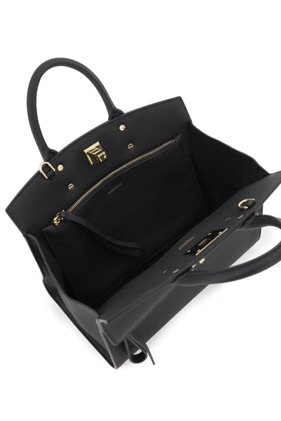 FERRAGAMO Luxurious Black Calf Leather Tote Bag for the Fashionable Woman