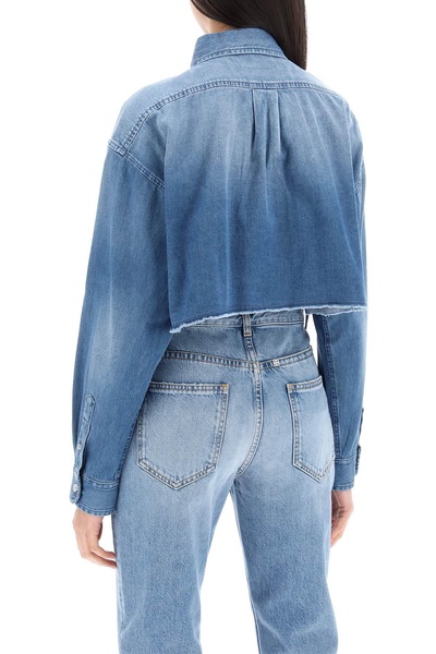 denim cropped shirt for women