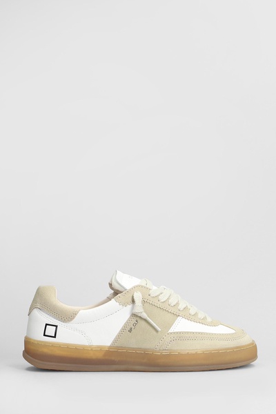 Sporty Sneakers In White Suede And Leather