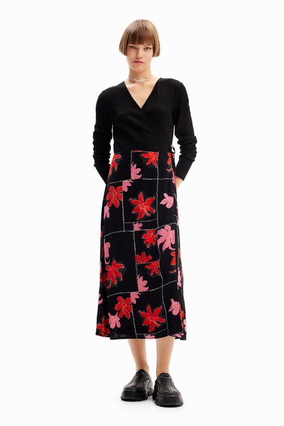 Floral wrap midi dress