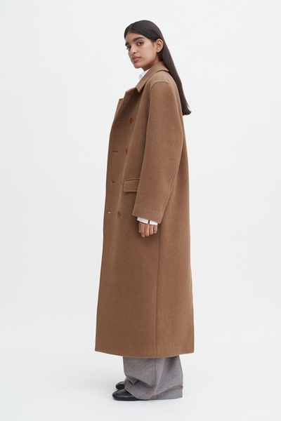 Double Breasted Brushed Wool Coat