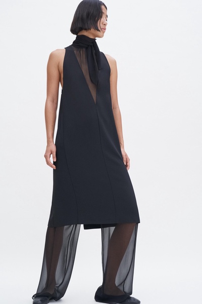 Contrast V-Neck Dress