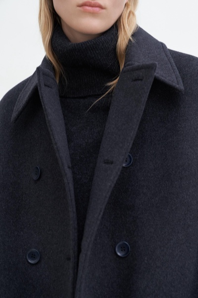 Double Breasted Brushed Wool Coat