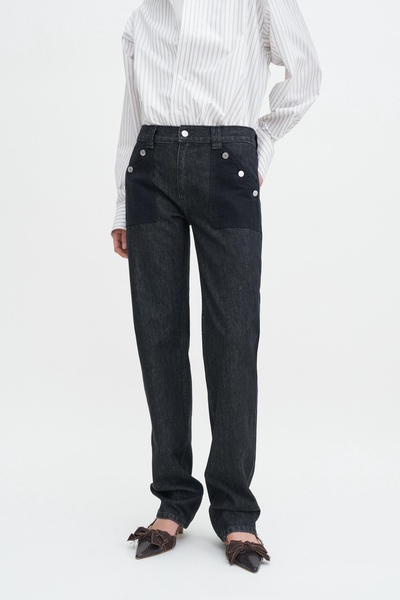 Contrast Pocket Straight Jeans