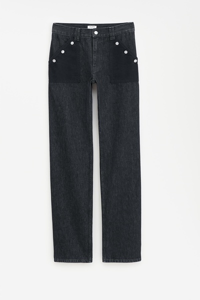 Contrast Pocket Straight Jeans