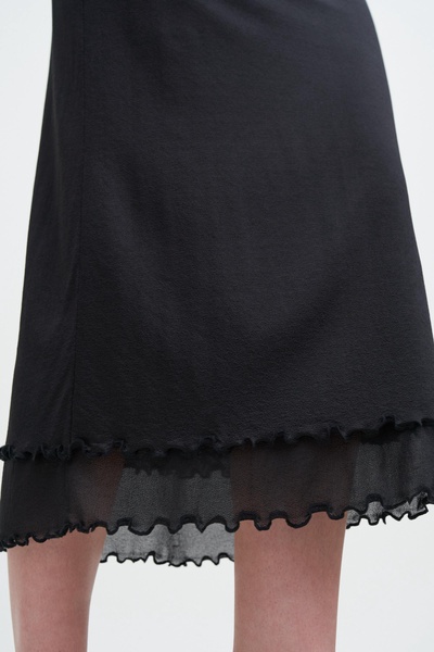 Layered Frill Crepe Skirt