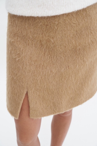 Hairy Wool Blend Mini Skirt