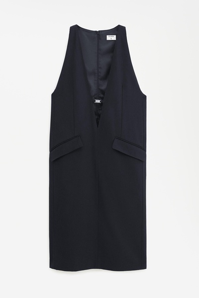 Tailored Wool V-neck Dress