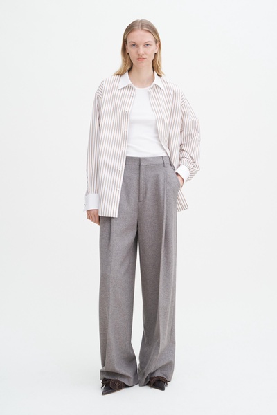 Wide Pleated Flannel Trousers