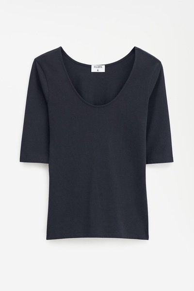 Cotton Stretch Scoop Neck Top