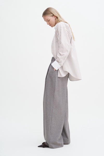 Wide Pleated Flannel Trousers