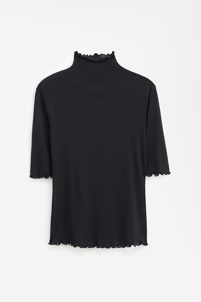 Mock Neck Frill Top