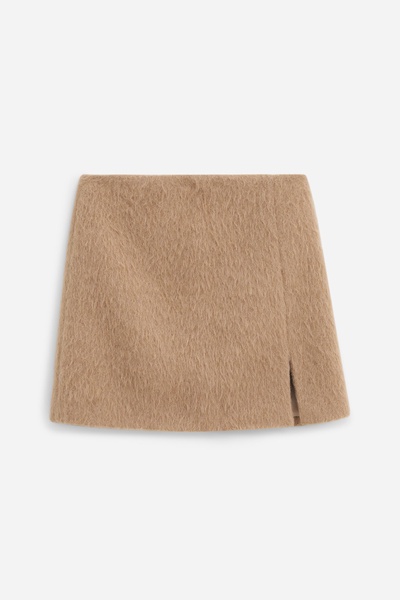 Hairy Wool Blend Mini Skirt