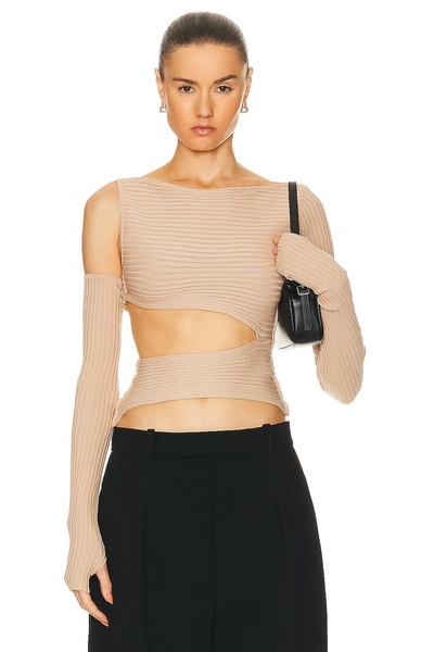 Ribbed Knit Asymmetric Top