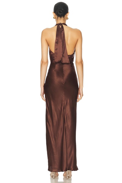 Galilea High Neck Gold Trim Maxi Dress