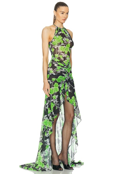 Rose Printed Mesh Gown