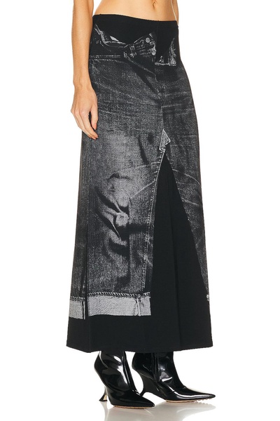 Trompe L'oeil Flag Label Long Skirt