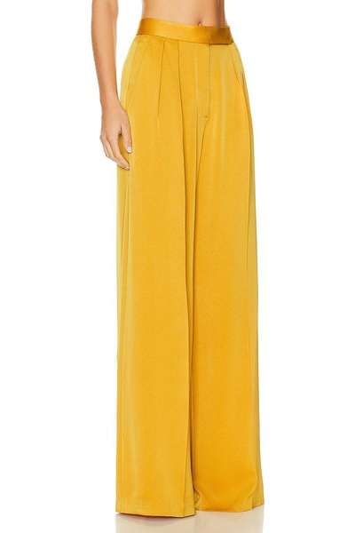 Wide Leg Pleat Satin Trouser