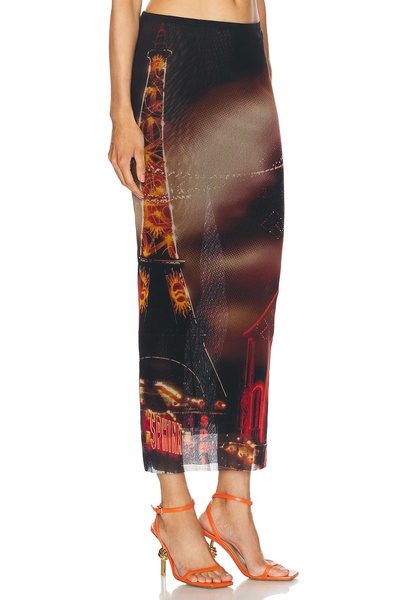 Pigalle Mesh Long Printed Skirt