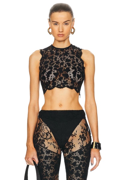 Cropped Leopard Lace Top