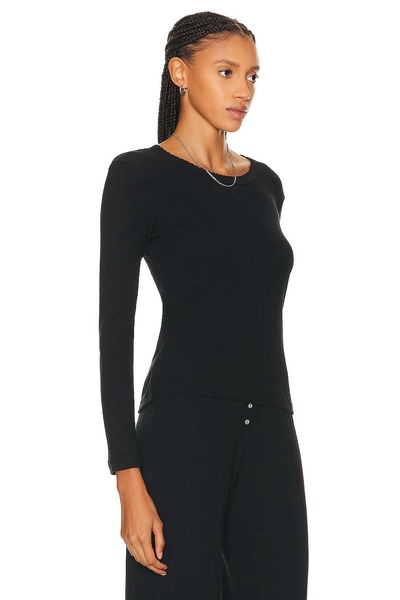 Pointelle Slim Fit Long Sleeve Top