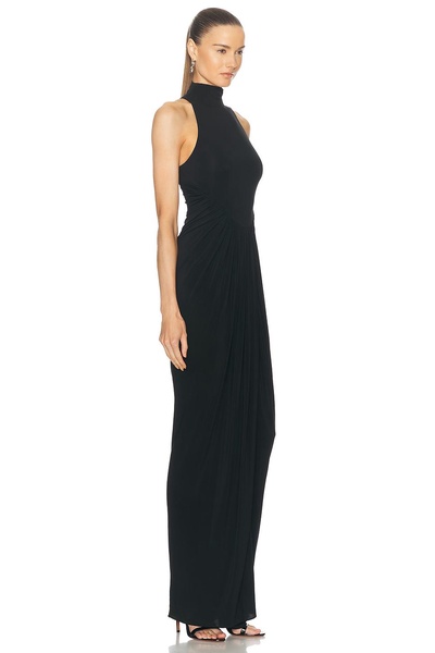 Draped High Neck Maxi Dress