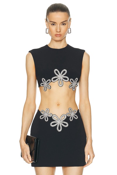 Crystal Daisy Sleeveless Crop Top