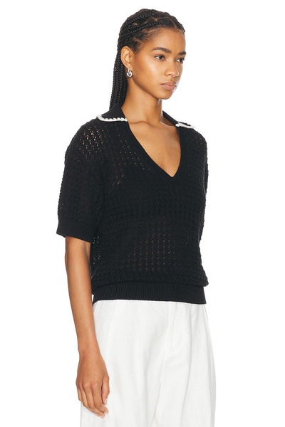 Monte V Neck Knit Polo Top