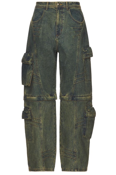 Cargo Coated Wide-Leg Jeans