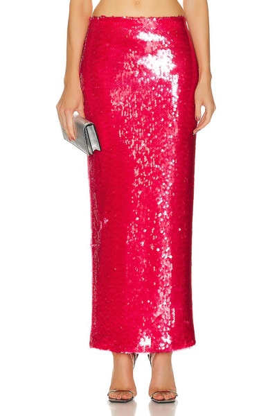 Stretch Sequin Long Pencil Skirt