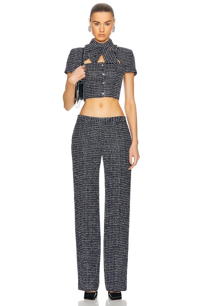 Sequin Checked Tweed Trouser